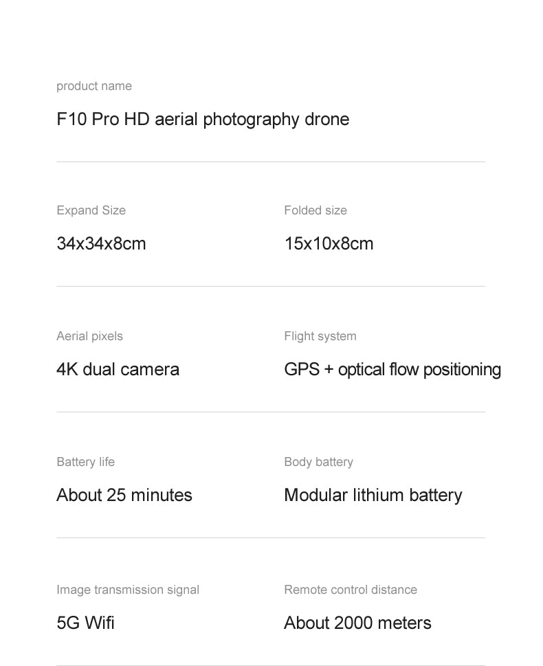Drone F10-GPS de 4DRC | 5G WiFi 4K HD | Double Caméra | Grand Angle 120°