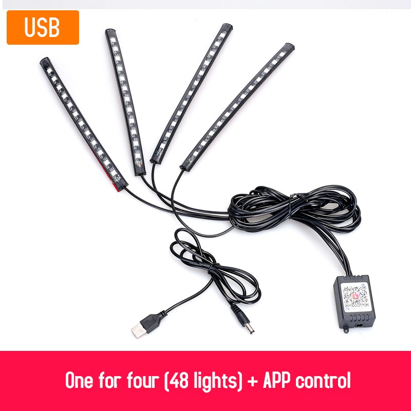 LED décoratives Voitures | 8 Couleurs | USB ou Allume Cigare | Télécommande ou APP