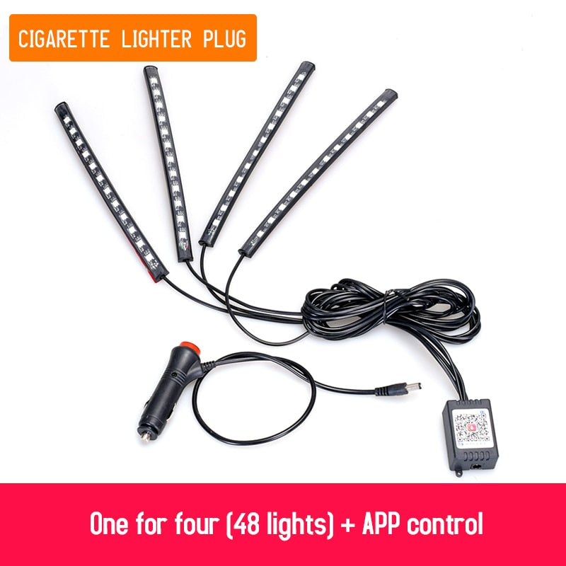 LED décoratives Voitures | 8 Couleurs | USB ou Allume Cigare | Télécommande ou APP