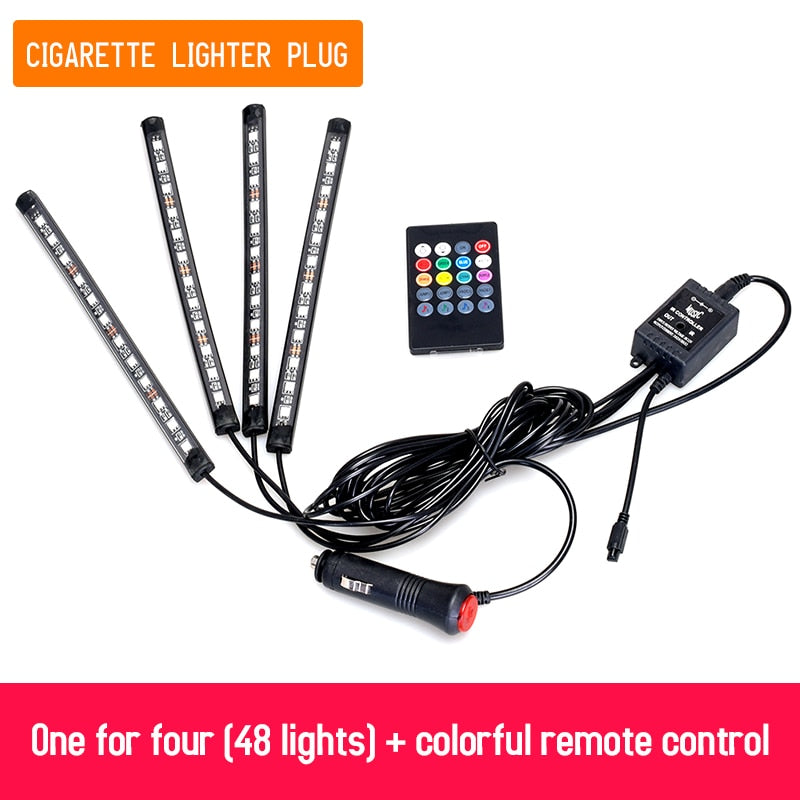 LED décoratives Voitures | 8 Couleurs | USB ou Allume Cigare | Télécommande ou APP