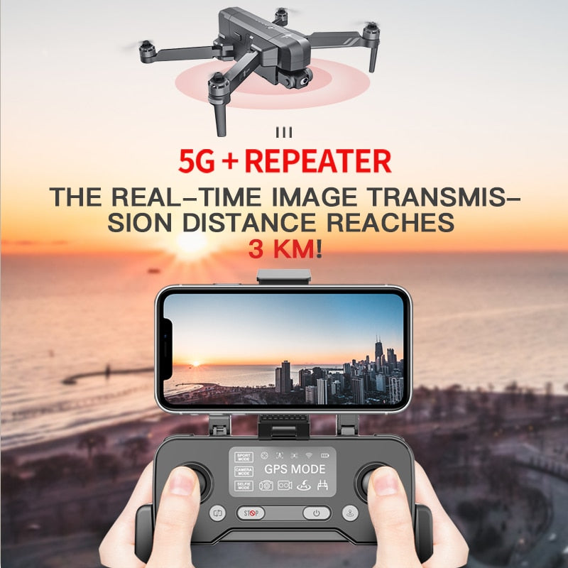 Drone F11S 4K GPS Pro de SJRC | Anti-secousses EIS 2-Axes | Camera WiFi 3Km | Quadcopter RC à Moteur sans Balai