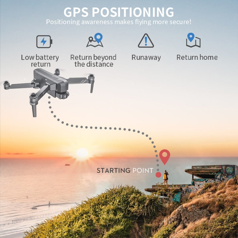 Drone F11S 4K GPS Pro de SJRC | Anti-secousses EIS 2-Axes | Camera WiFi 3Km | Quadcopter RC à Moteur sans Balai