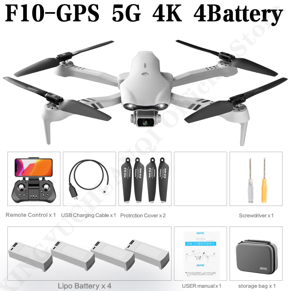 Drone F10-GPS de 4DRC | 5G WiFi 4K HD | Double Caméra | Grand Angle 120°
