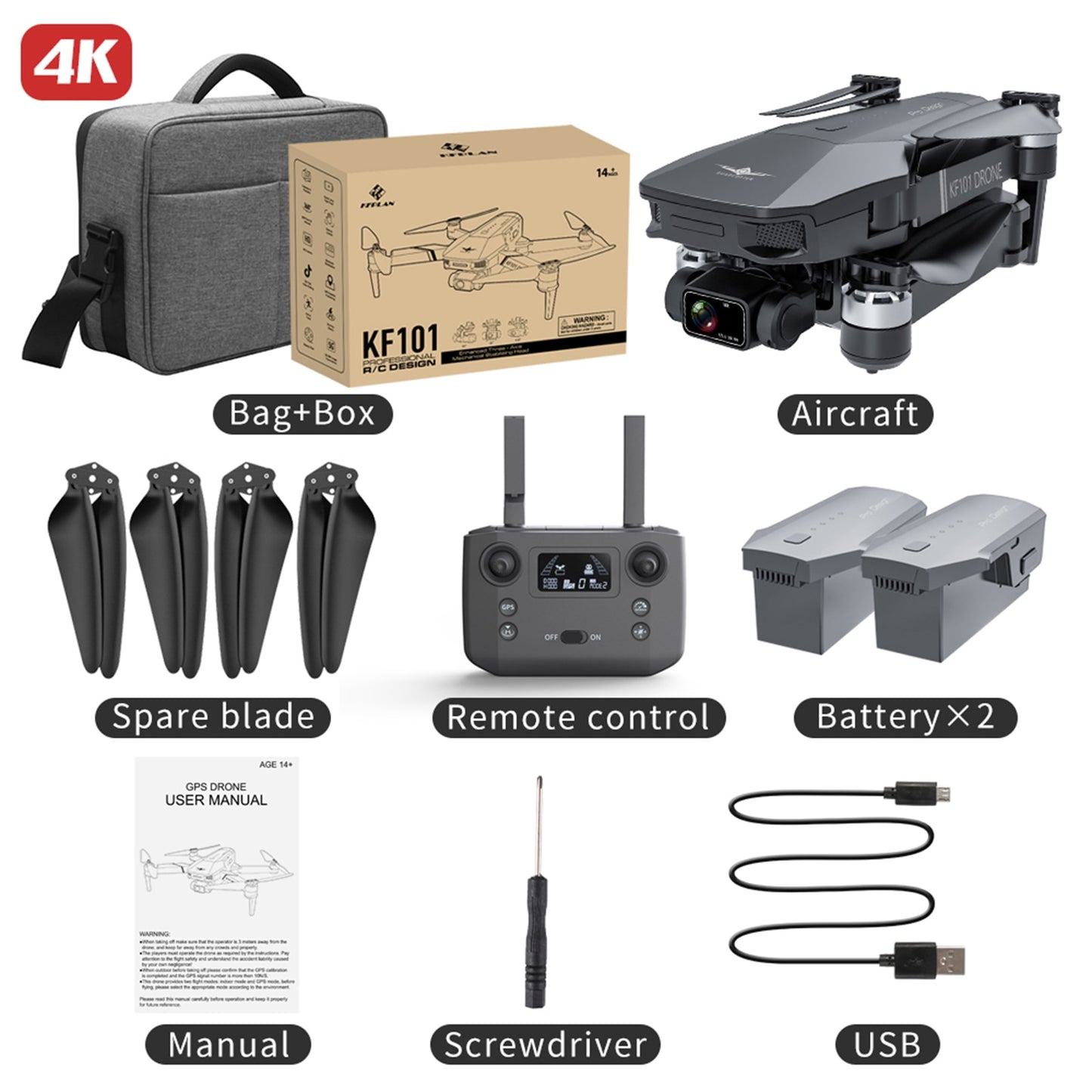 Drone Professionnel KF101 MAX GPS | Stabilisation EIS 3-Axes | Camera 4K HD 5G WiFi
