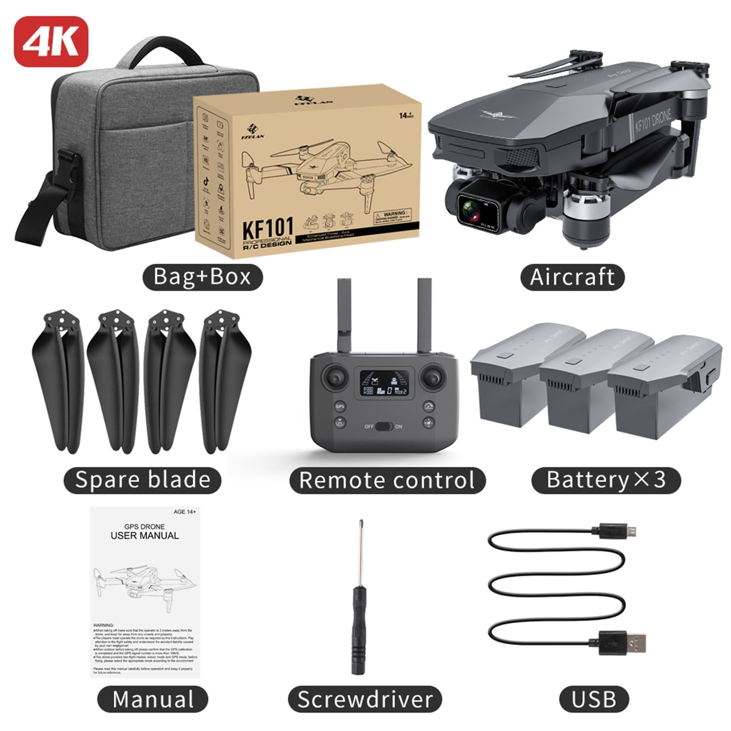 Drone Professionnel KF101 MAX GPS | Stabilisation EIS 3-Axes | Camera 4K HD 5G WiFi